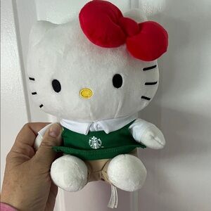 Starbucks Hello Kitty Plush - White, Red Bow & Green Apron